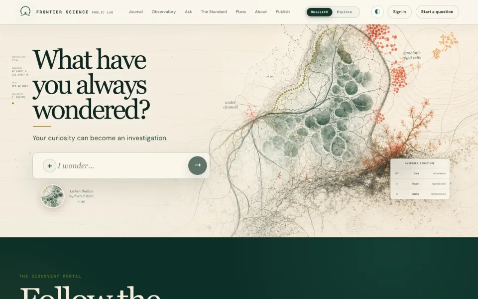 The Frontier Science home page